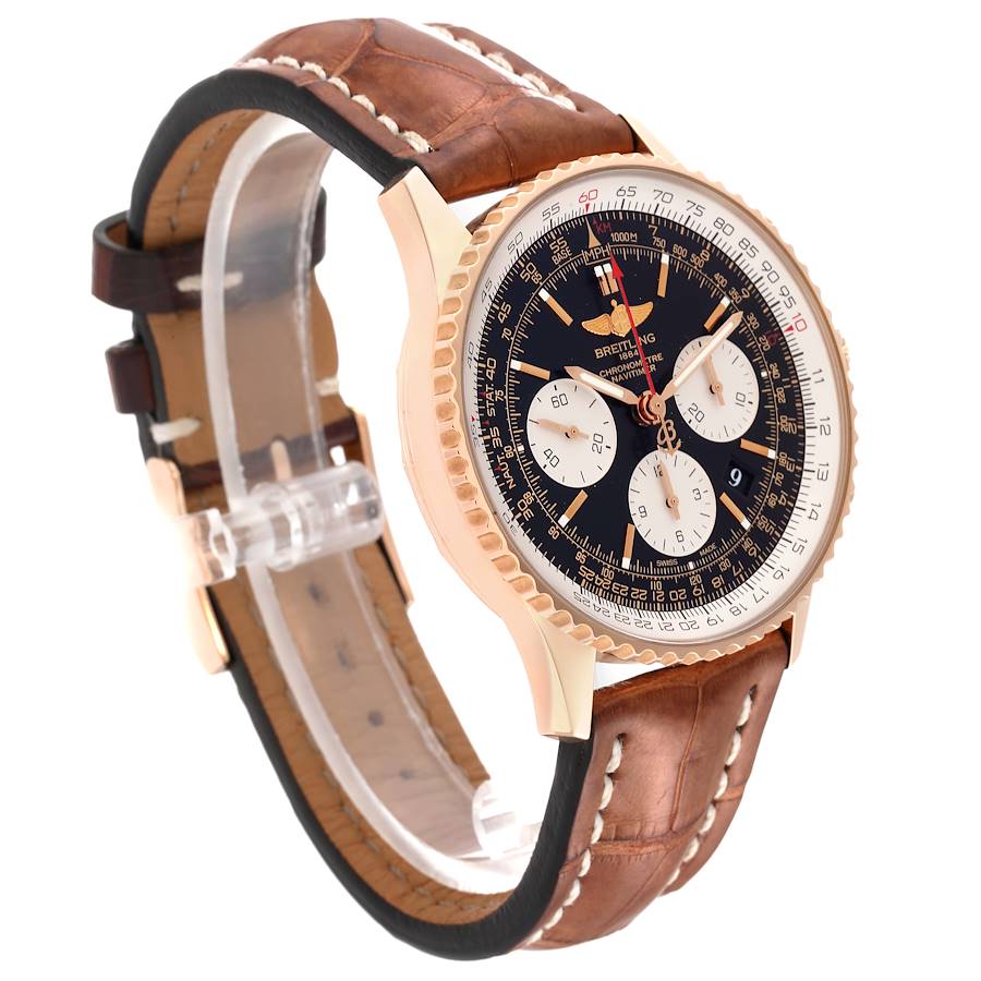 Breitling Navitimer 01 Rose Gold Black Dial Mens Watch RB0120