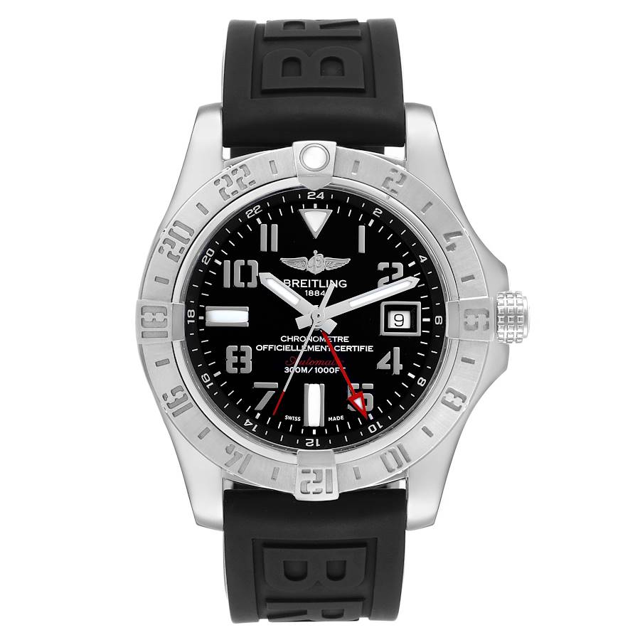 Breitling Aeromarine Avenger II GMT Black Dial Steel Mens Watch A32390