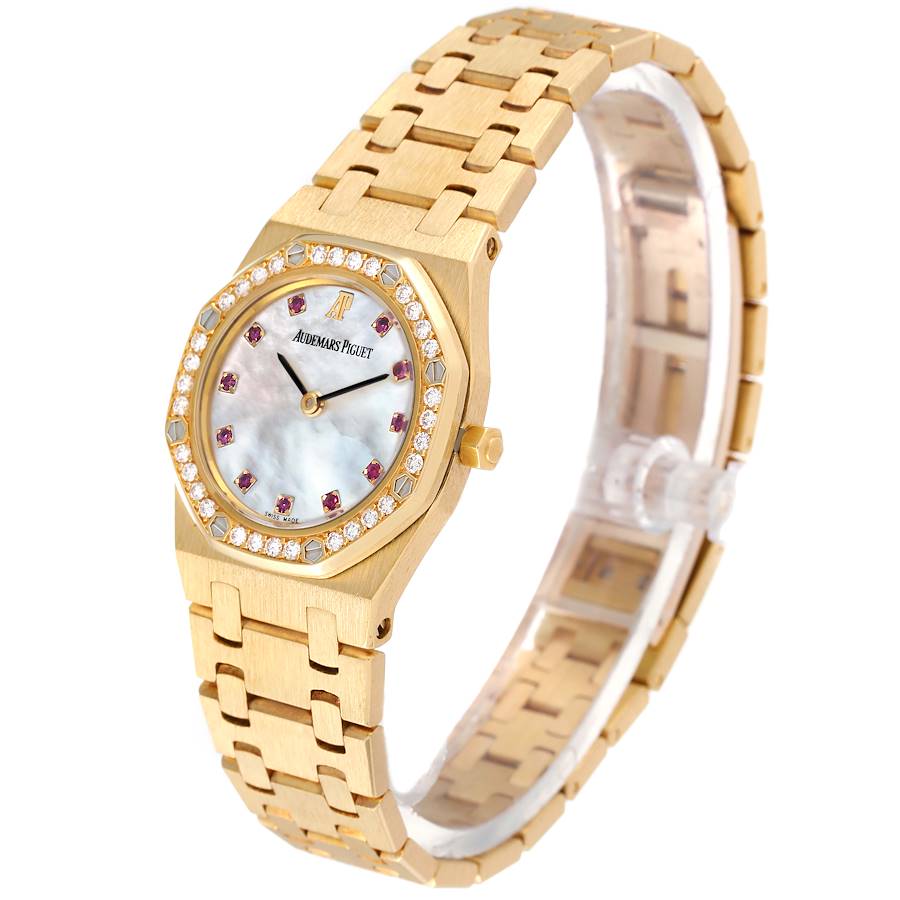 Audemars Piguet Royal Oak Yellow Gold Diamond Rubies Ladies Watch 66344BA