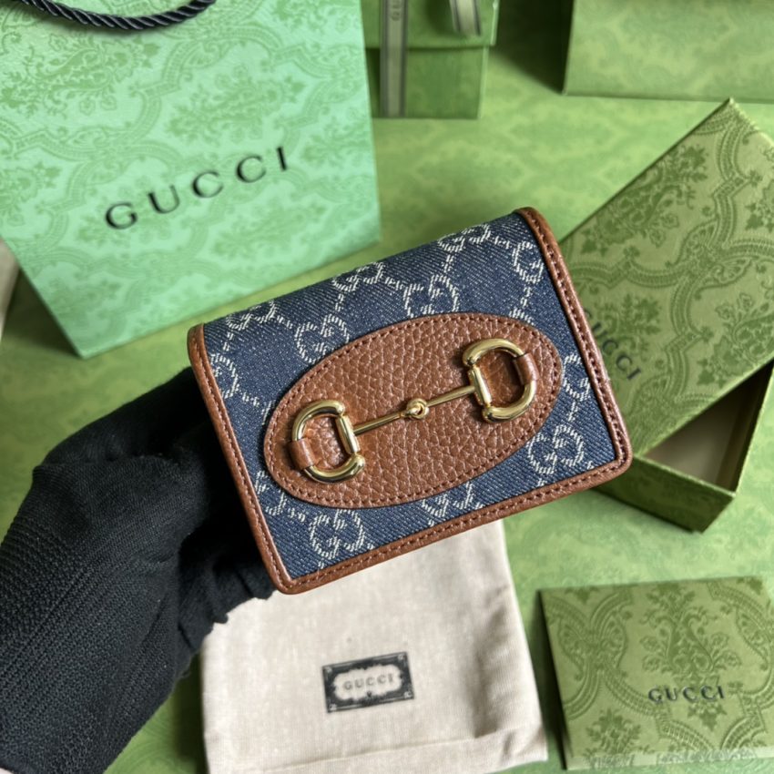 Replica Gucci Horsebit 1955 Wallet Denim Blue