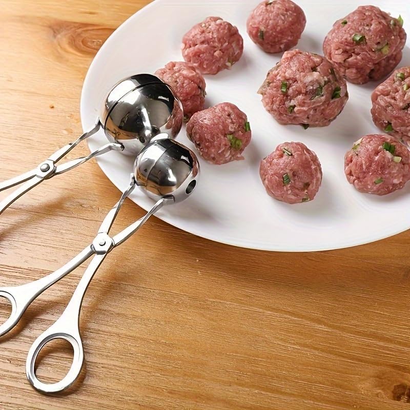 2pcs Stainless Steel Meatball Maker Scissors, Multifunctional Beef Meatball Mold, Kitchen Catering Gadgets