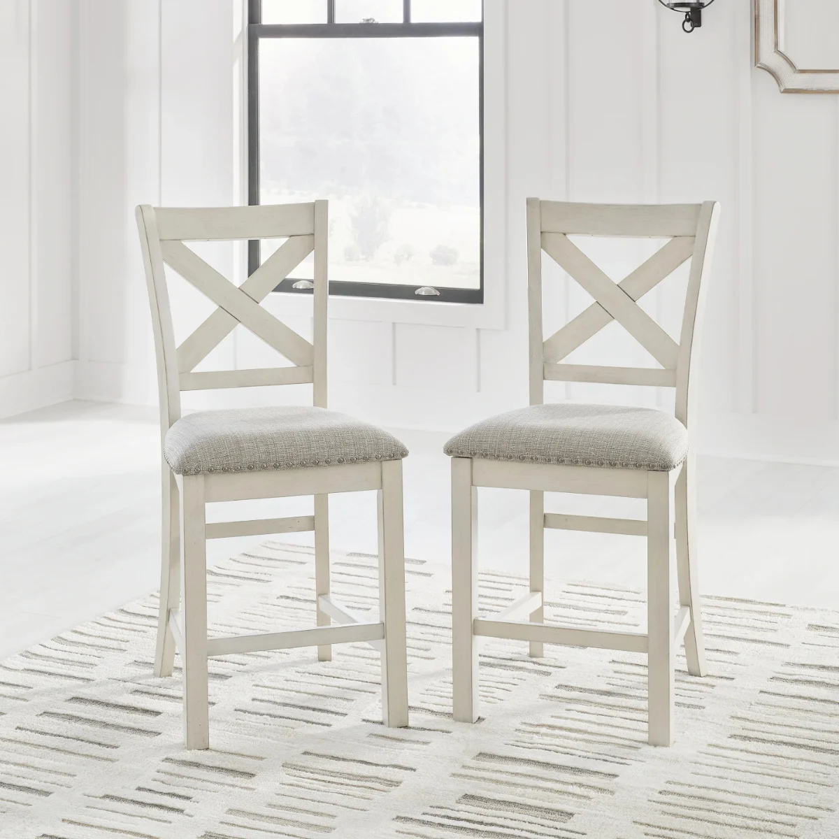 Antique White Rustic Counter Height Dining Set