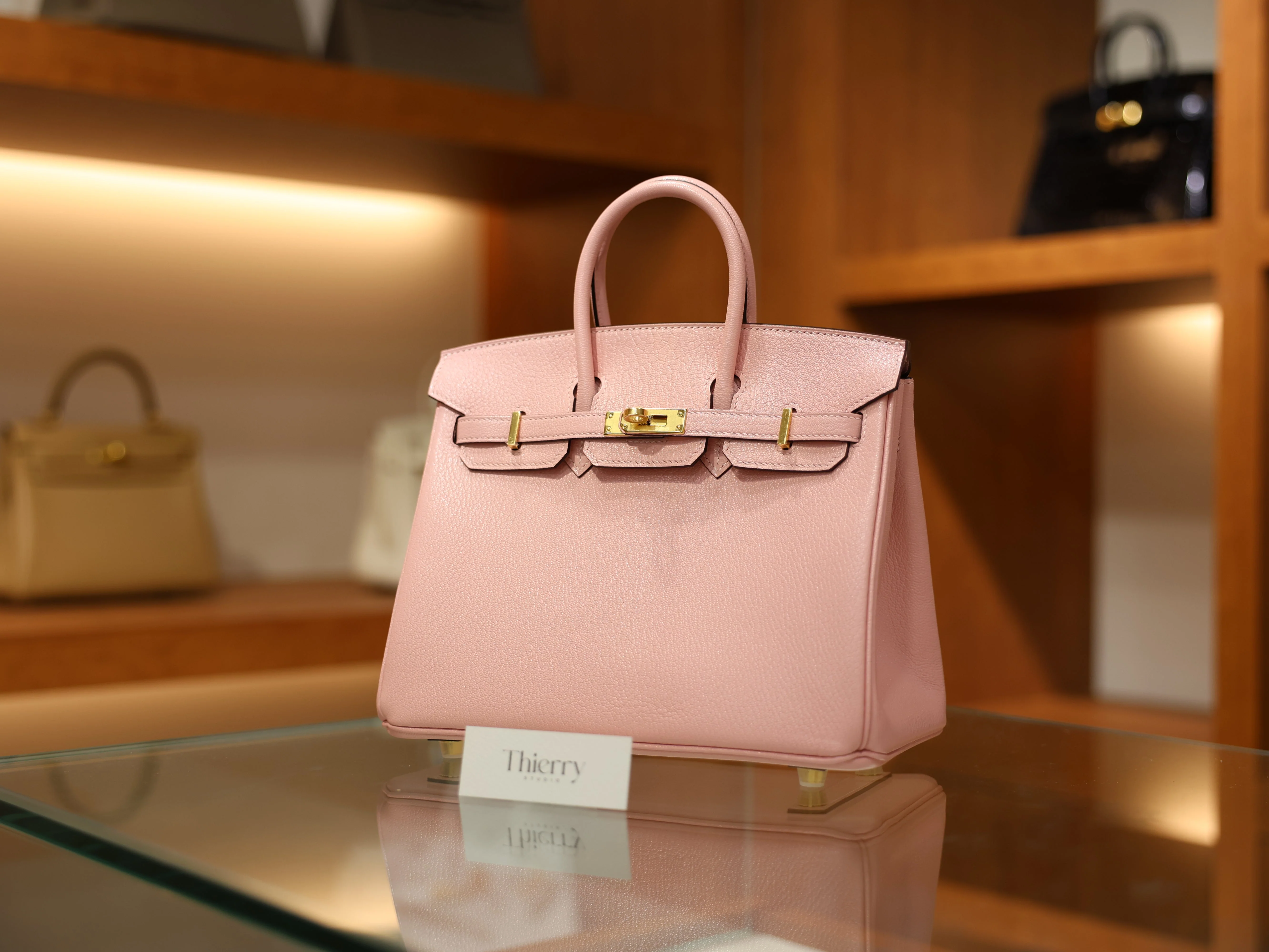 Birkin 25 chevre rose sakura GHW (HSS)