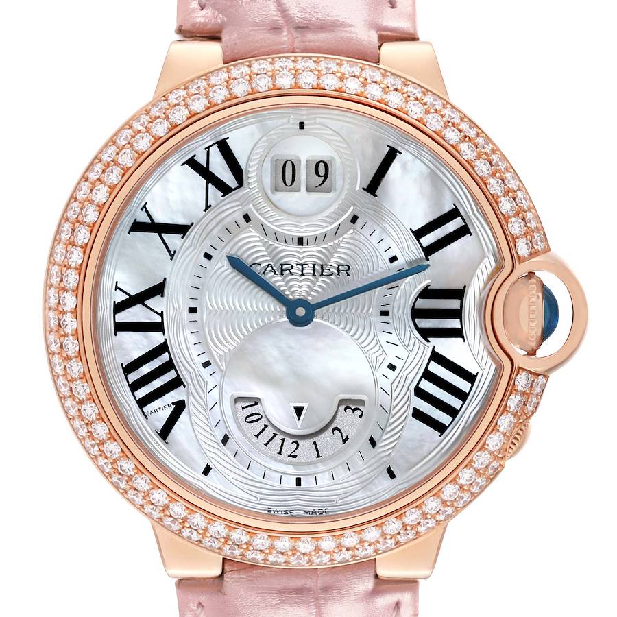 Cartier Ballon Bleu Mother of Pearl Rose Gold Diamond Watch WE902018