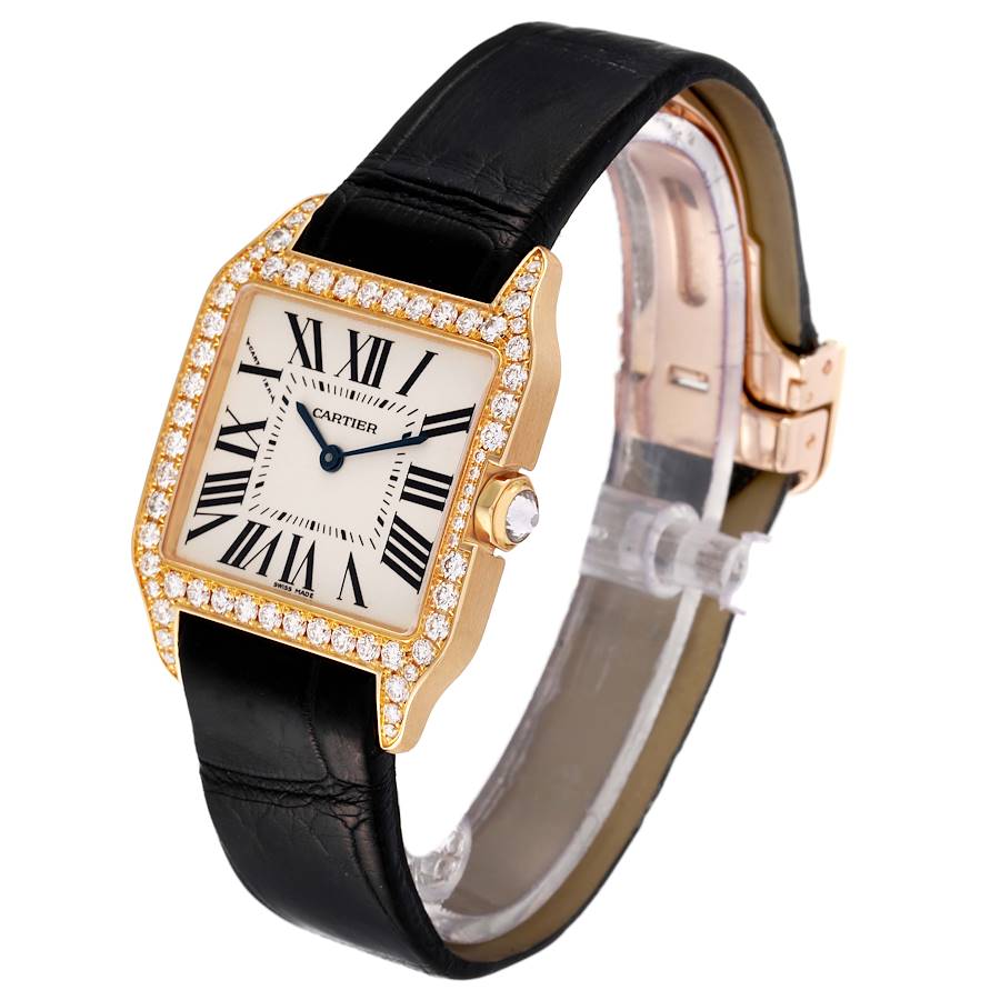 Cartier Santos Dumont Yellow Gold Silver Dial Mens Watch WH100351