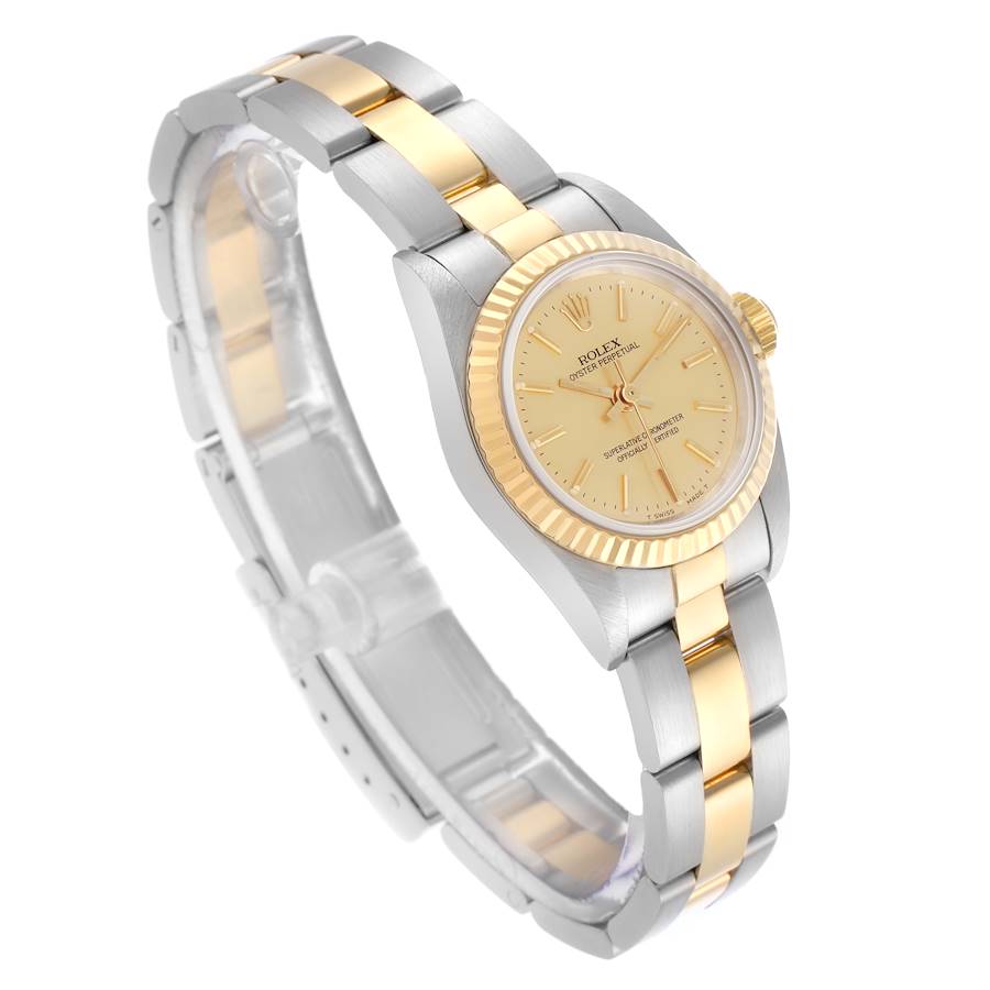 Rolex Oyster Perpetual Champagne Steel Yellow Gold Ladies Watch 67193