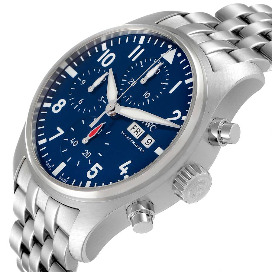 IWC Pilot 41mm Blue Dial Chronograph Steel Mens Watch IW388102