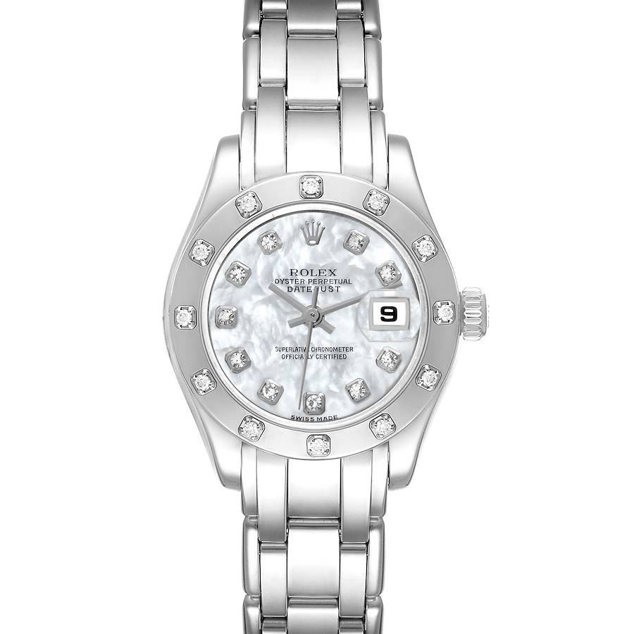 Rolex Masterpiece Pearlmaster White Gold Mother of Pearl Diamond Ladies Watch 80319