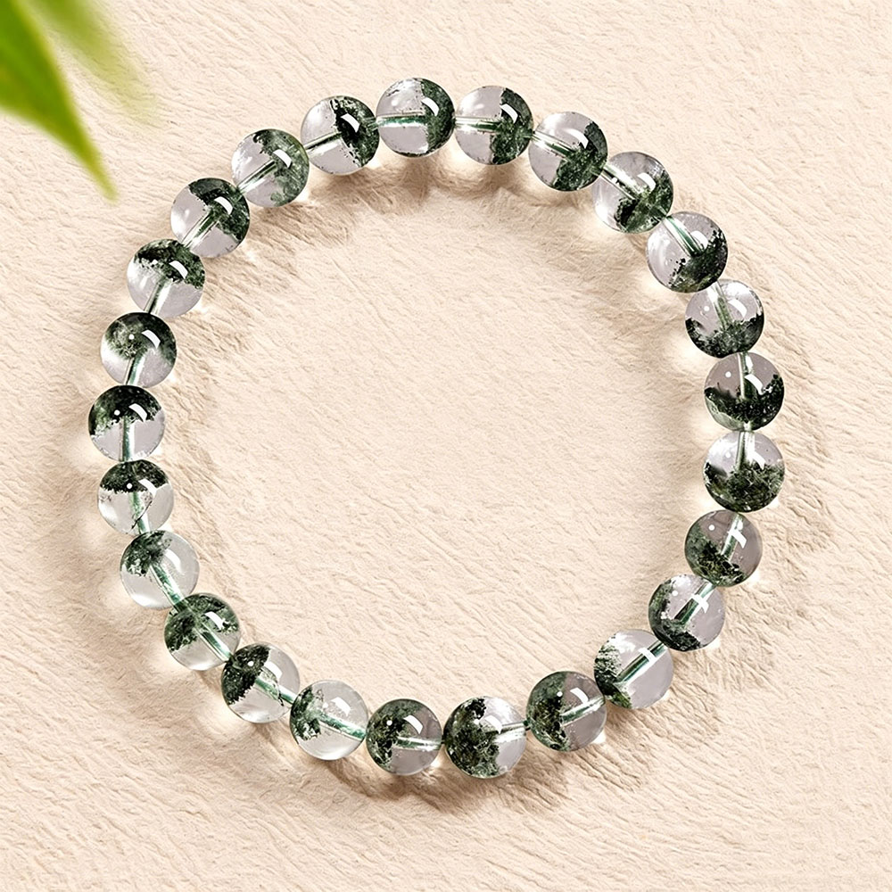GemVibra Green Phantom Quartz Talisman Bracelet – Grounding & Abundance