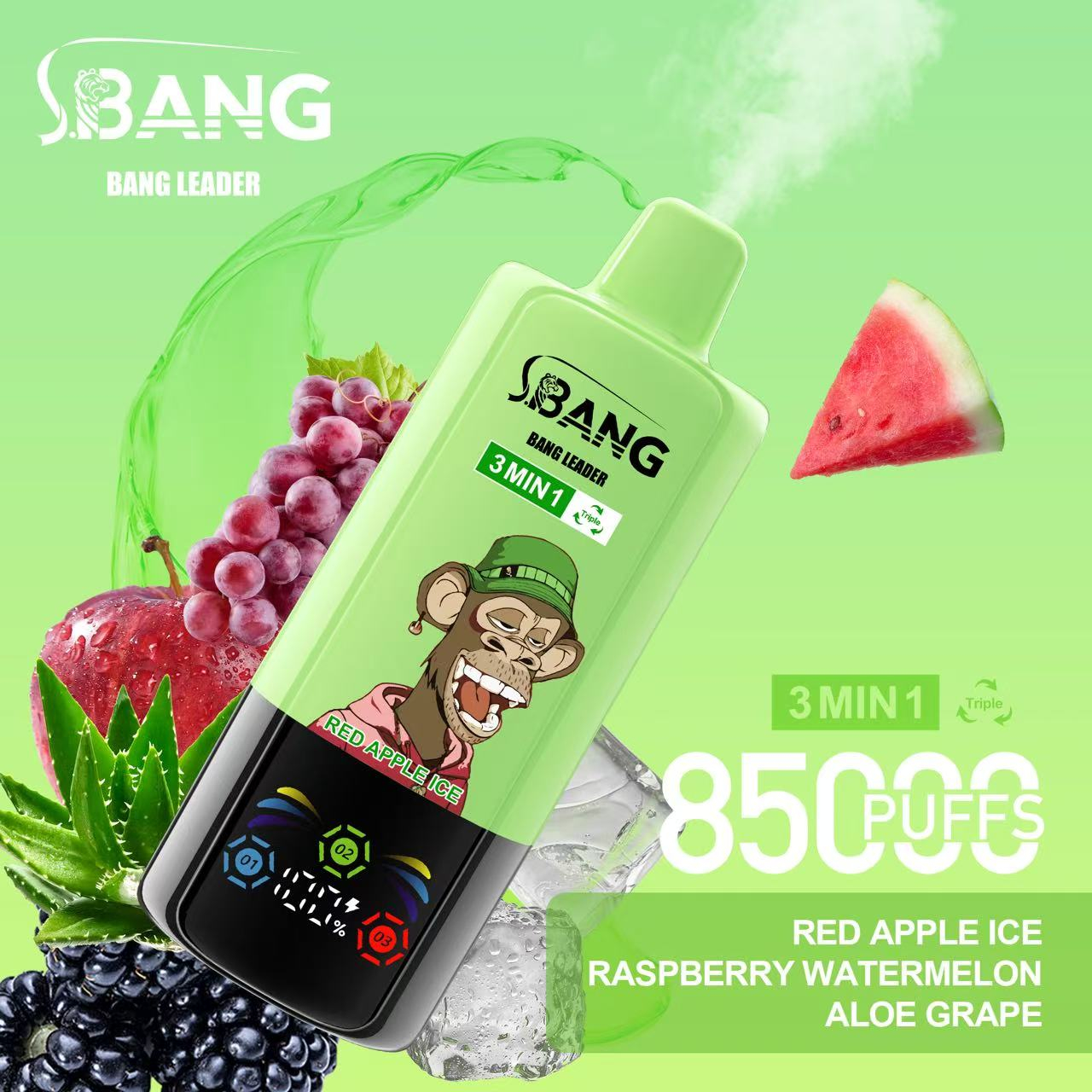 Bang Leader 85K Puffs 3-in-1 Prefilled Vape Device - 3 Flavours, Rechargeable, 850mAh