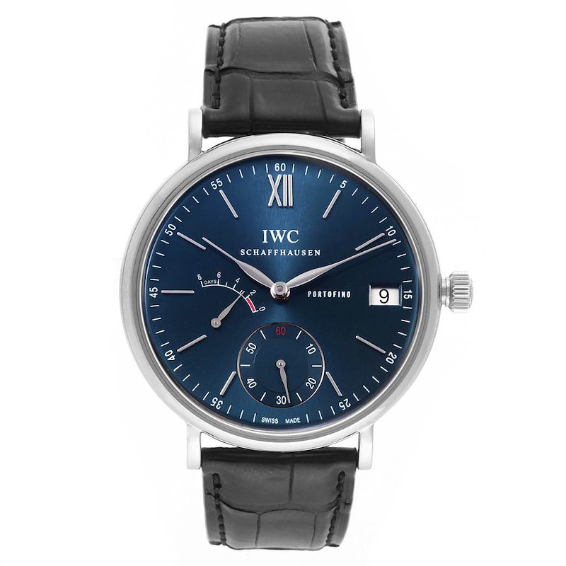 IWC Portofino 8 Days Power Reserve Blue Dial Steel Mens Watch IW510106