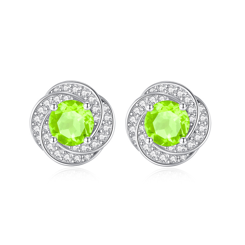 GemVibra Multi-Gemstone Swirl Stud Earrings, 925 Silver with Rhinestone Accents