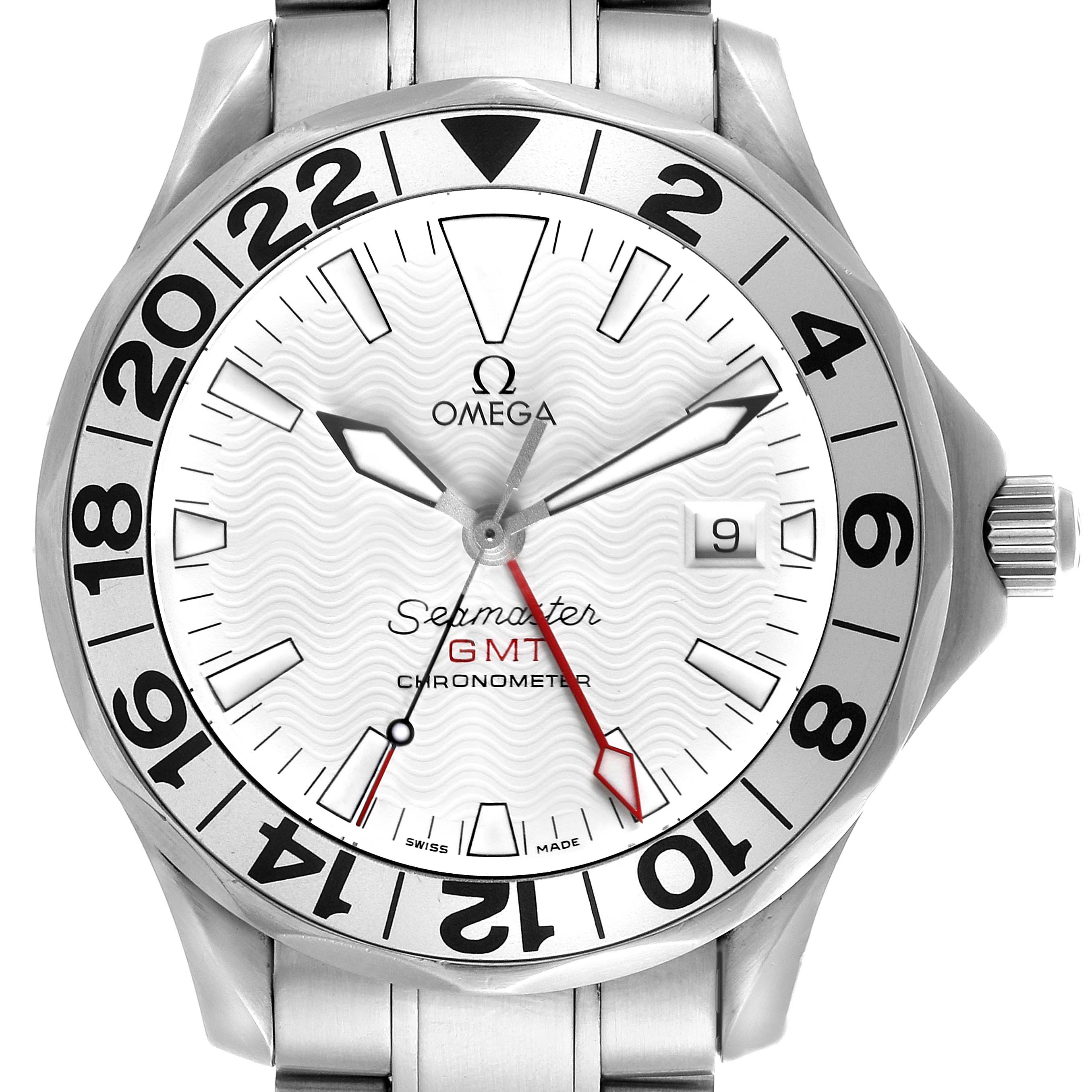 Omega Seamaster Diver 300M GMT Great White Dial Mens Watch 41.0 MM 2538.20.00