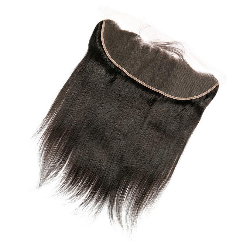 Megalook Virgin Remy Brazilian Straight Closure ear to Ear Frontal 5x5/13x4 Transparent Lace Frontal Closure Free Part