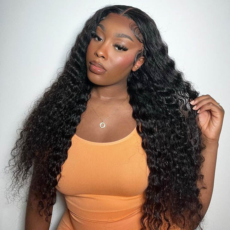 Special offer | 24inch =$159.19 5X6 Closure Wig Deep Wave 180% Density Natural Human Hair Wigs
