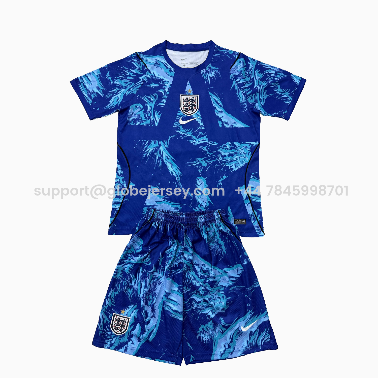 England 25-26 Blue Goalkeeper Men's Adult Jersey Set - Fans Version