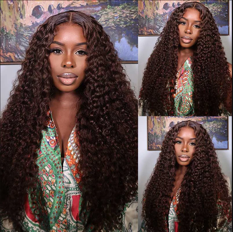 $100 - $50 | Chocolate Brown 4x4/5x5/5x6 Lace Closure Wigs Deep Wave/Water Wave Wig