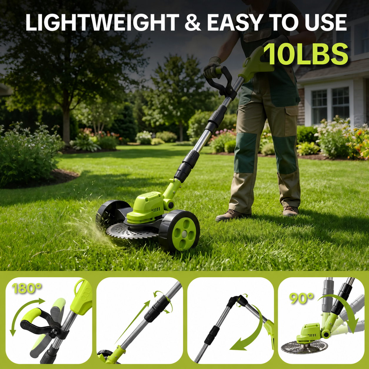 Cordless mower with 2 batteries