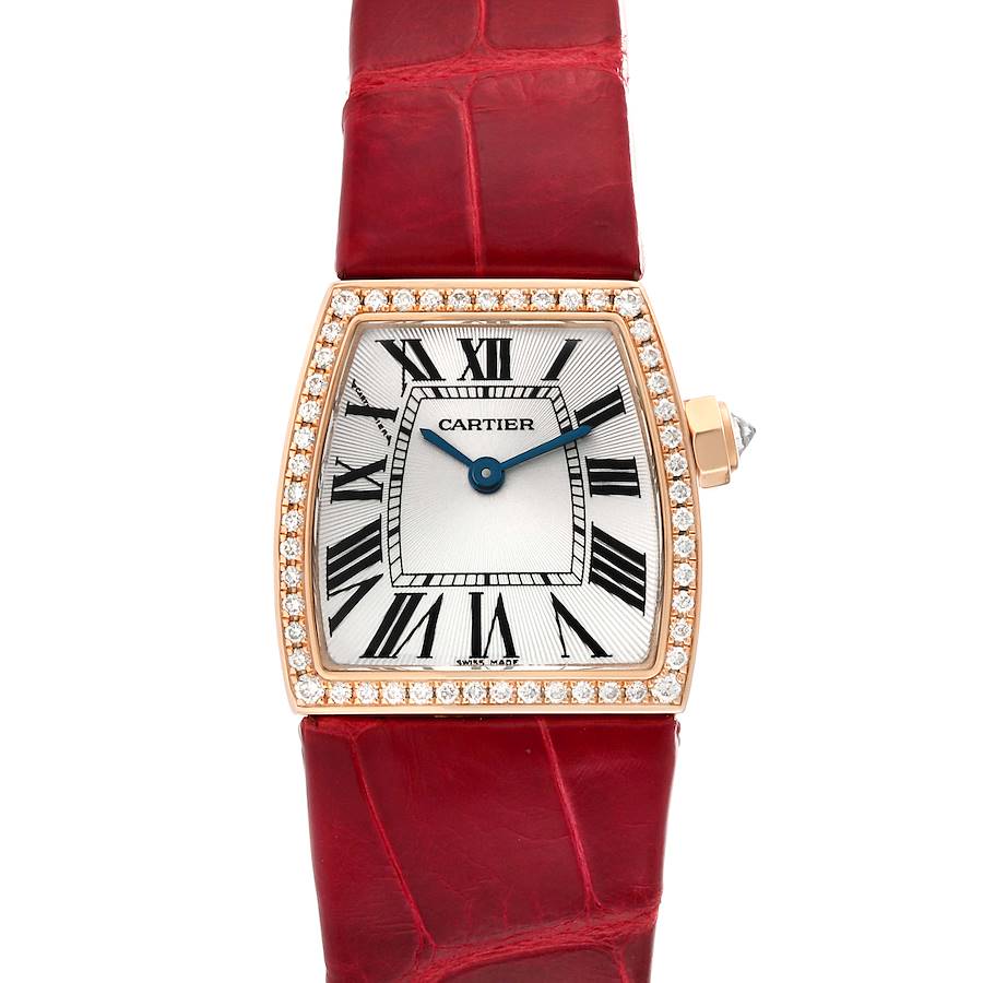 Cartier La Dona Rose Gold Diamond Red Strap Ladies Watch WE600651