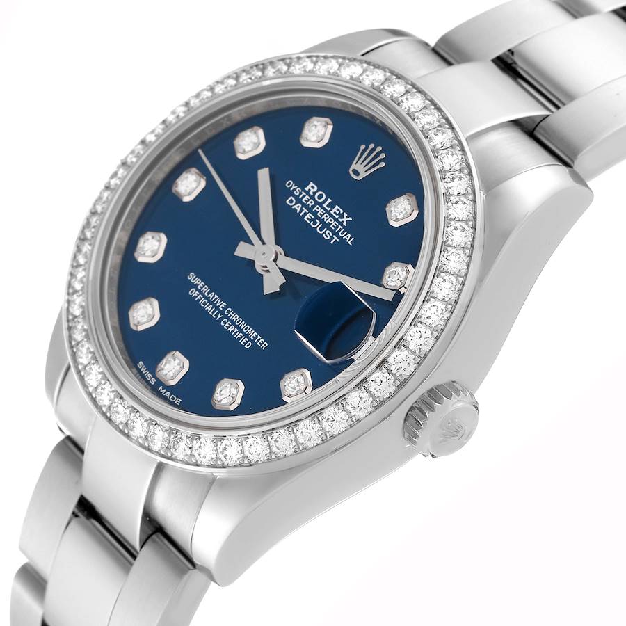 Rolex Datejust Midsize 31 Steel White Gold Diamond Ladies Watch 178384