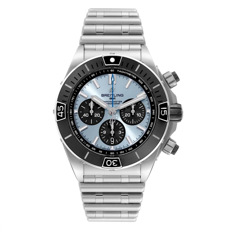 Breitling Chronomat B01 Ice Blue Dial Steel Mens Watch PB0136