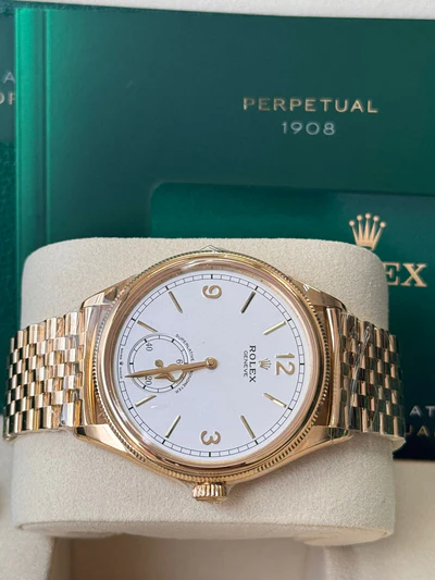 2025 NEW Rolex 1908 Yellow Gold White Dial Settimo Bracelet - 52508