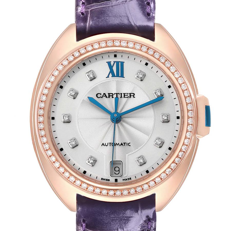 Cartier Cle Rose Gold Automatic Diamond Ladies Watch WJCL0039