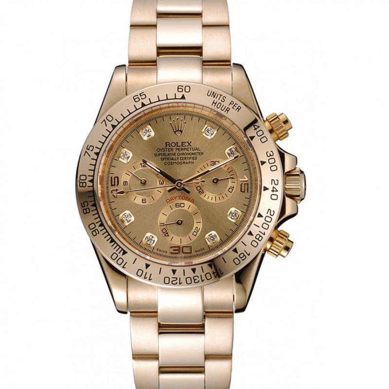 Rolex Cosmograph Daytona Brown Dial Diamond Numerals Gold Case And Bracelet 1454245