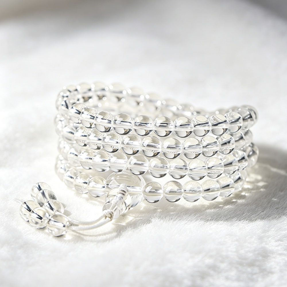 GemVibra Talismanic 108 Clear Quartz Mala Bracelet