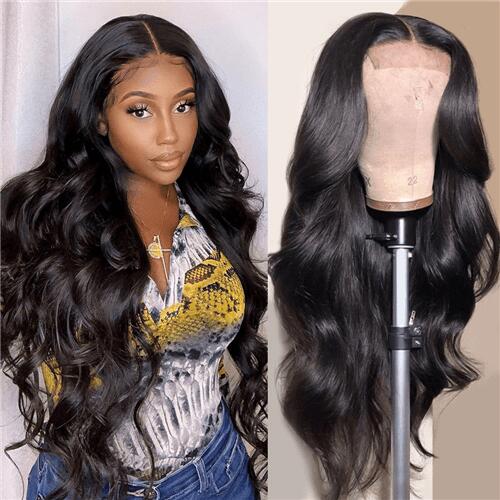 $100 OFF Code: MS100 |  4x4 Lace Closure Human Hair Wigs Body Wigs For Women Black
