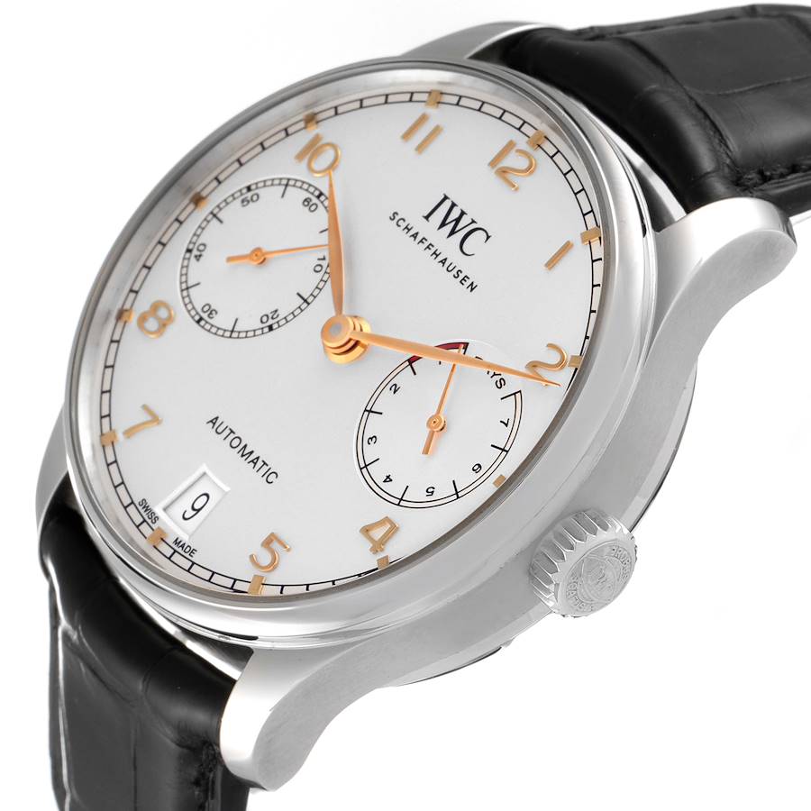 IWC Portugieser 7 Day Steel Silver Dial Mens Watch IW500704