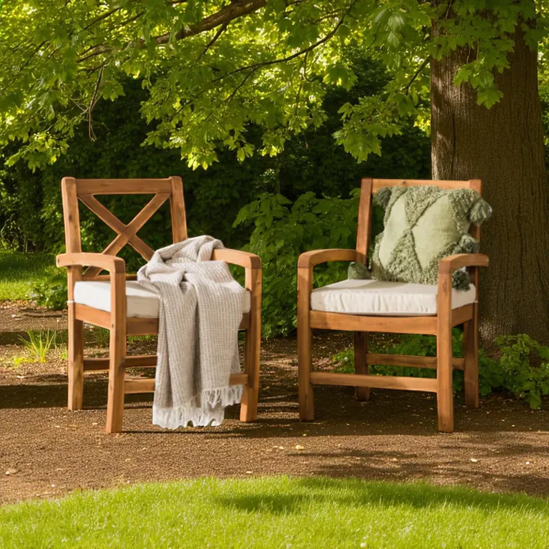 Patio Armchairs with Cushions Set of 2