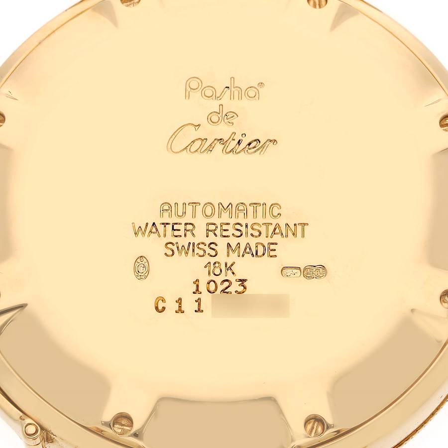 Cartier Pasha Grid 38 Yellow Gold Diamond Silver Dial Mens Watch 1023