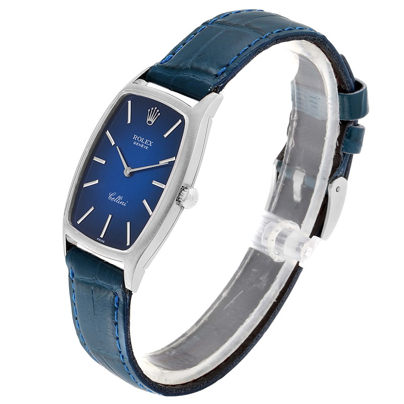 Rolex Cellini White Gold Blue Vignette Dial Vintage Ladies Watch 3807