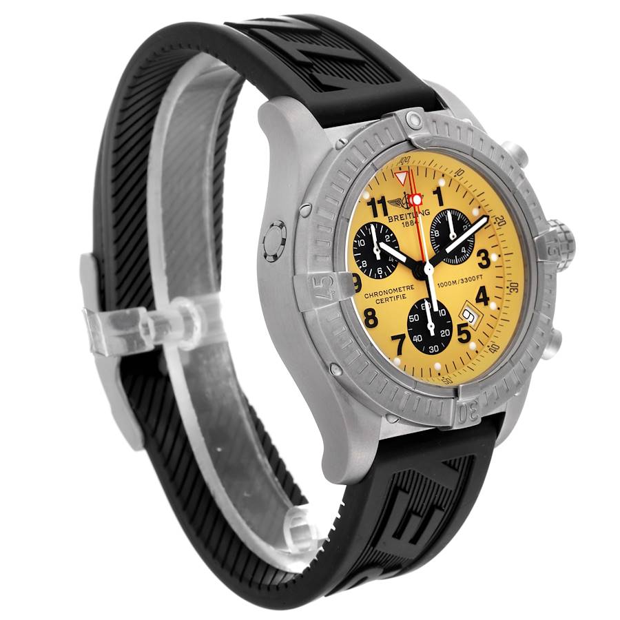 Breitling Aeromarine Chrono Avenger M1 Yellow Dial Titanium Mens Watch E73360
