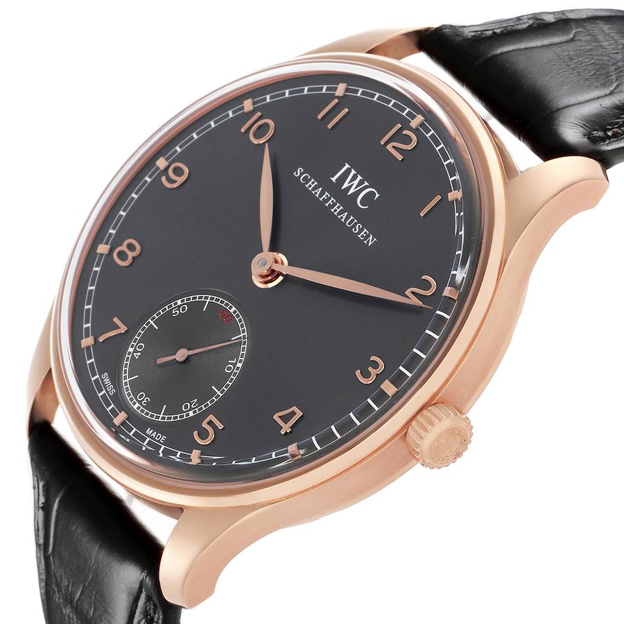 IWC Portuguese Rose Gold Grey Dial Manual Mens Watch IW545406