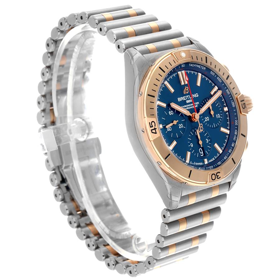 Breitling Chronomat B01 Steel Rose Gold Blue Dial Mens Watch UB0134