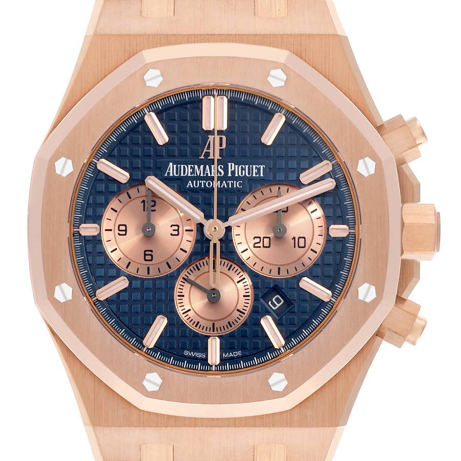 Audemars Piguet Royal Oak Blue Dial Rose Gold Chronograph Watch 26331OR