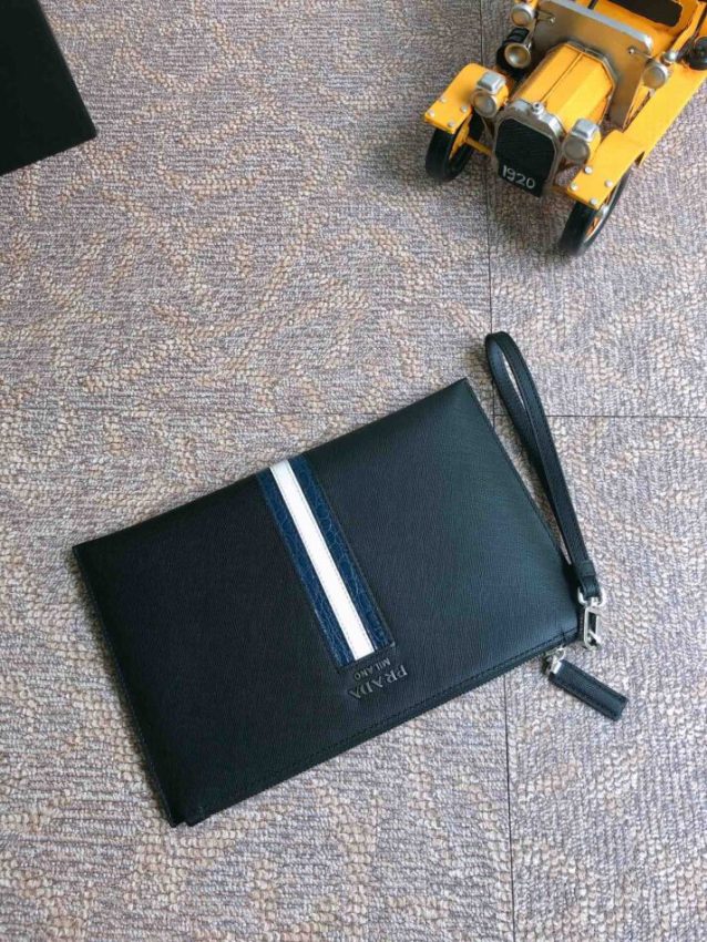 Replica Prada Large Pouch White Line