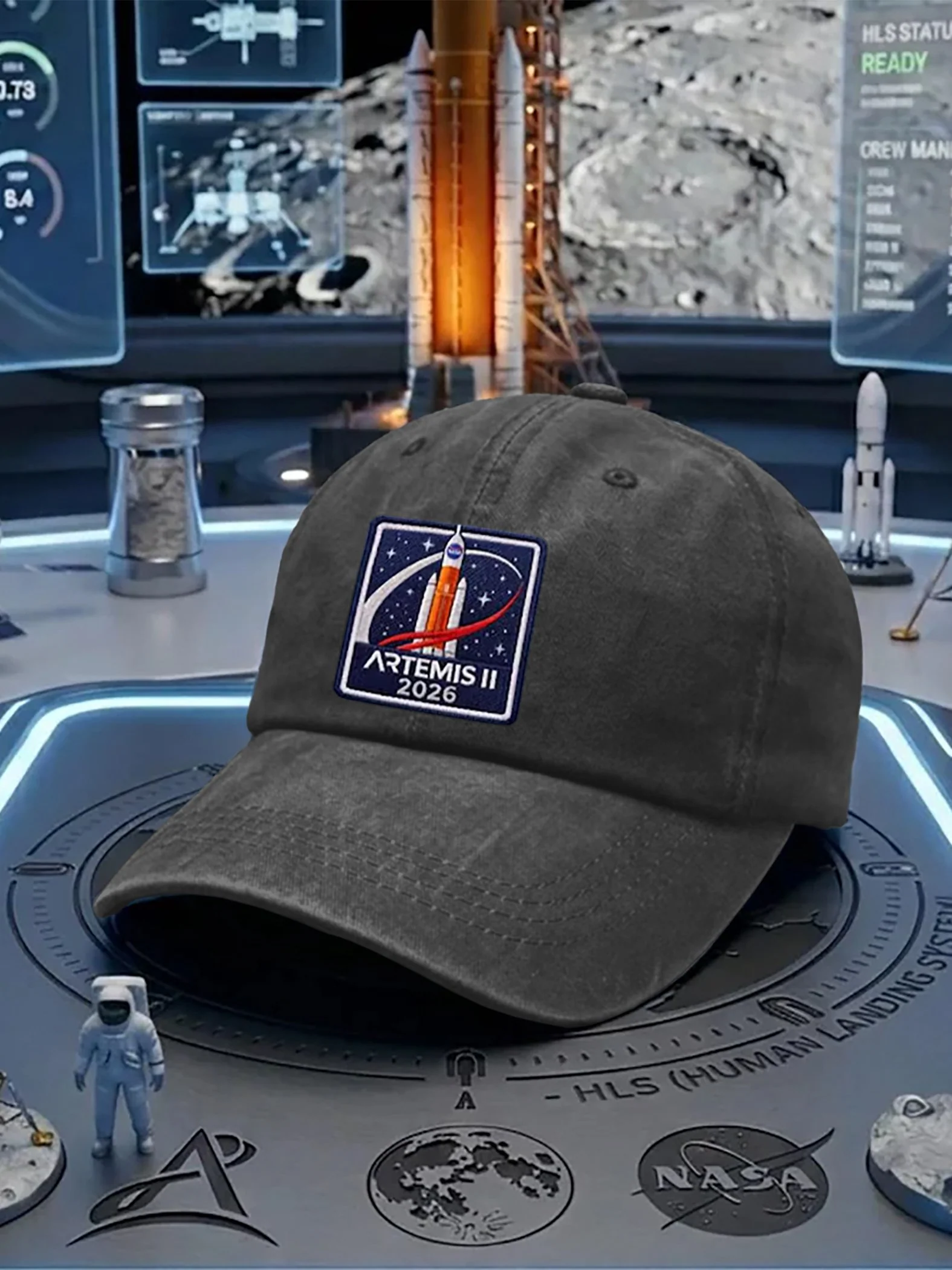 Unisex  Artemis II  Print  Washed Cotton Cap