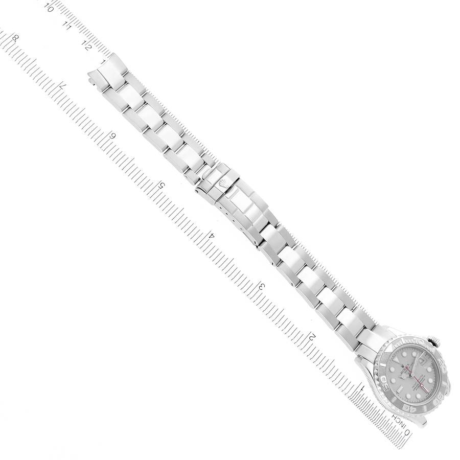 Rolex Yachtmaster 29 Steel Platinum Dial Bezel Ladies Watch 169622
