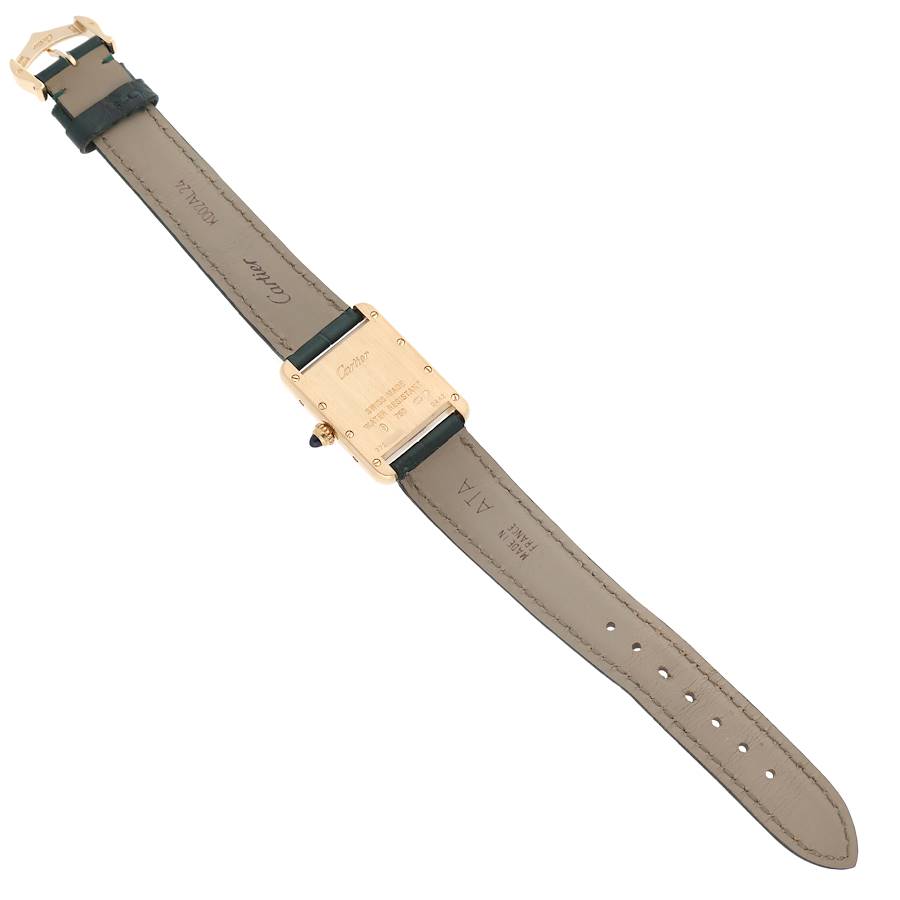 Cartier Tank Louis Small Yellow Gold Green Strap Ladies Watch W1529856 Card