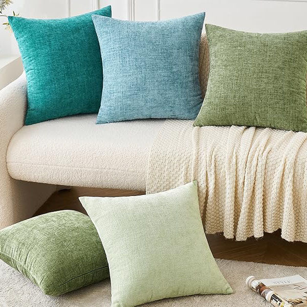 Soft Chenille Solid Dyed Pillow Covers (Pack of 2)