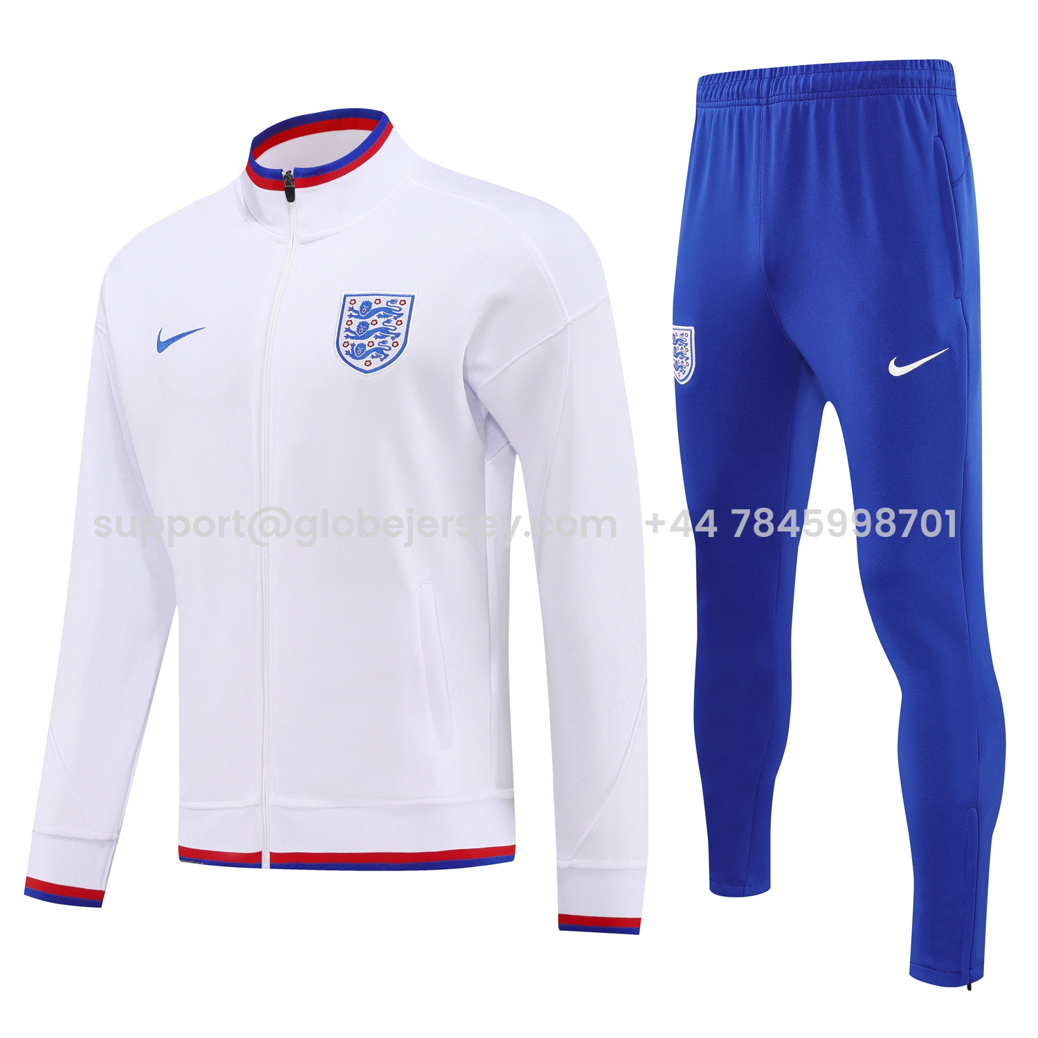England 2026 Long Sleeve Training Set - White Top and Blue Pants