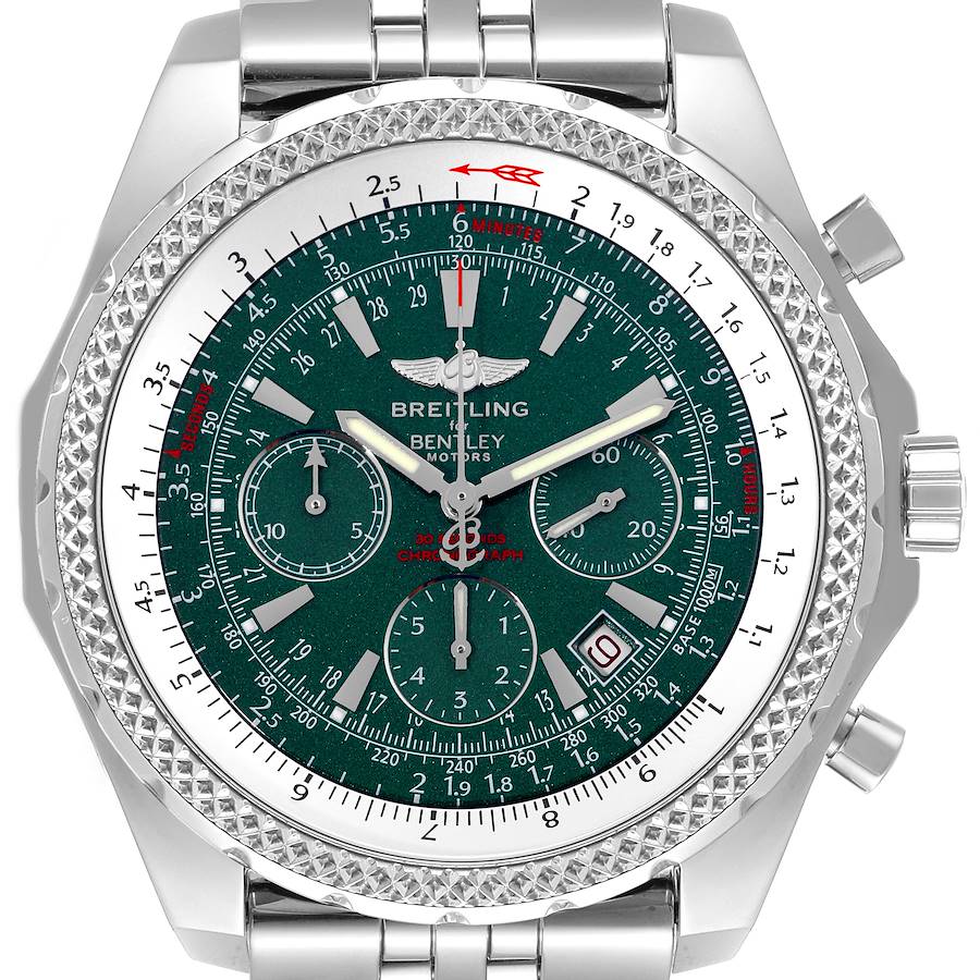 Breitling Bentley Motors Green Dial Chronograph Steel Mens Watch A25362