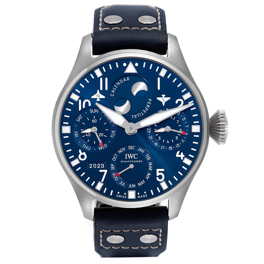 IWC Pilot Perpetual Calendar Blue Dial Steel Mens Watch IW503605