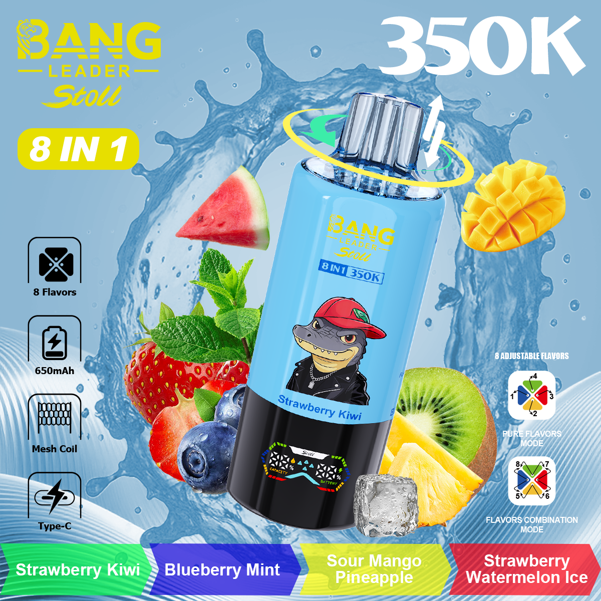 Bang Leader 350K Puffs 8-in-1 Prefilled Vape Device - 8 Flavours, Rechargeable, 3% / 5% Nicotine