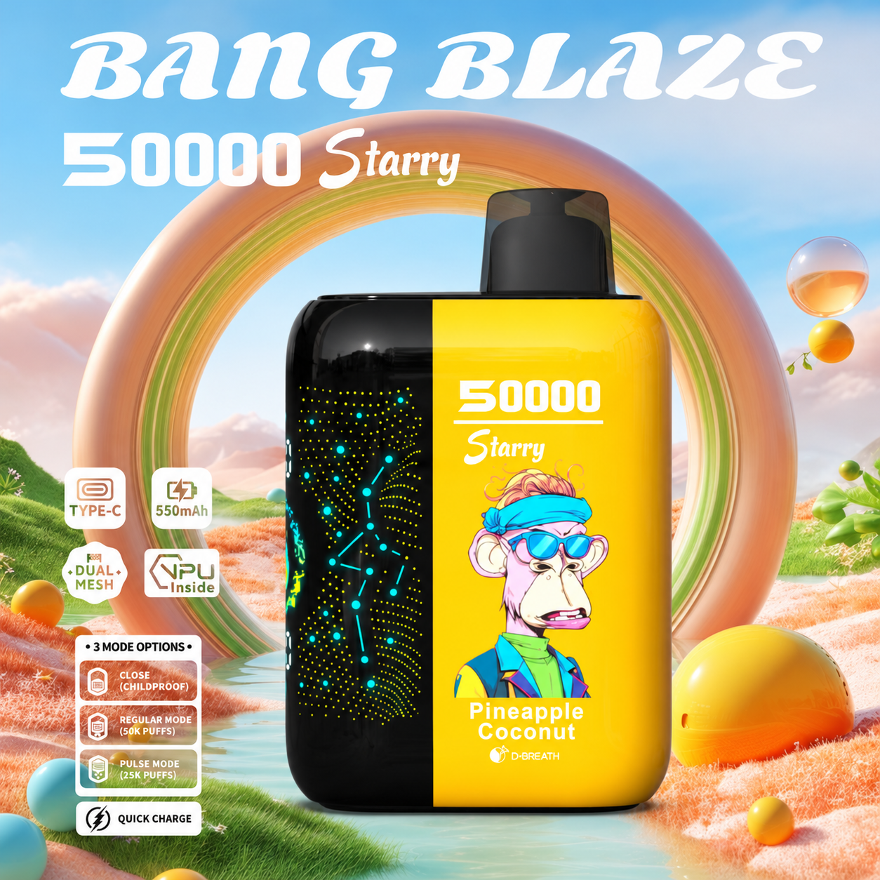 E-papieros Jednorazowy BANG BLAZE 50K | Ekran LED | Dostawa 48h|Darmowa wysyłka