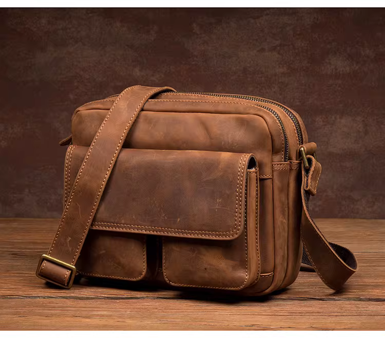 Simple retro crossbody bag 24cm