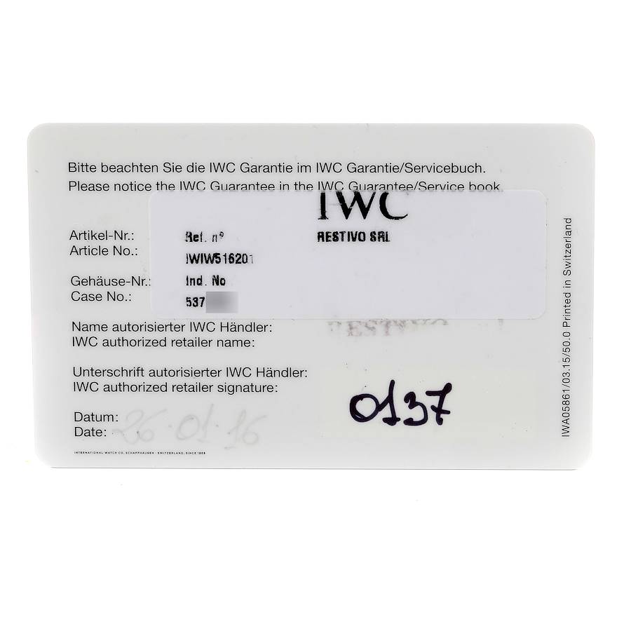 IWC Portofino 8 Days Power Reserve 45 Steel Mens Watch IW516201